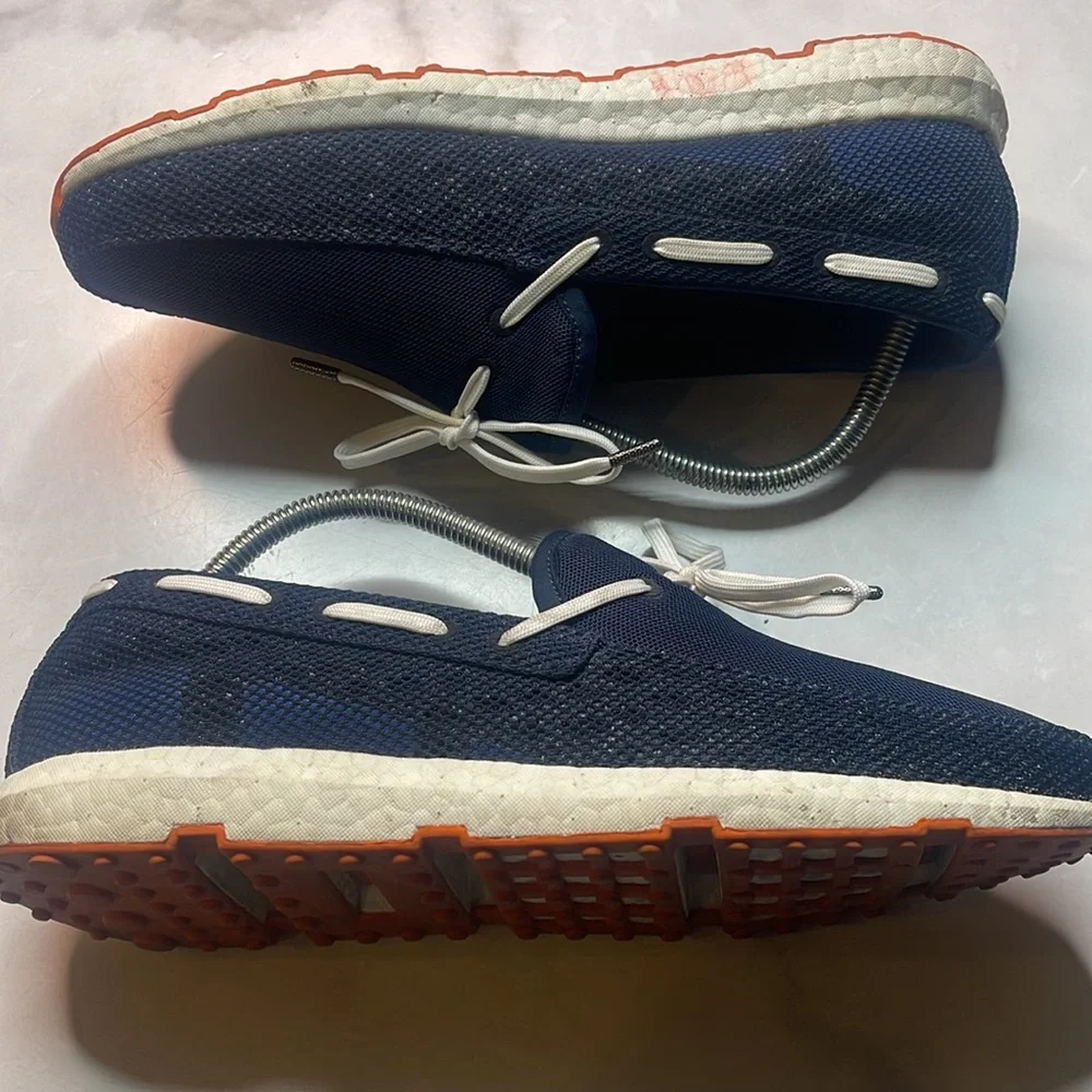 SWIMS Men's Breeze Leap Laser Loafer in Navy, White, & Orange